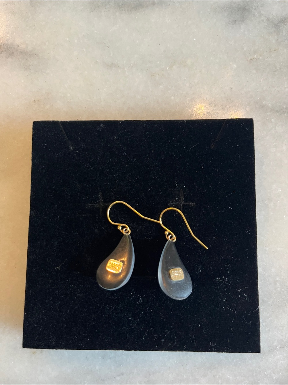 Alexis Bittar Signed Blue Lucite Teardrop Dangle Earrings - Picture 2 of 3